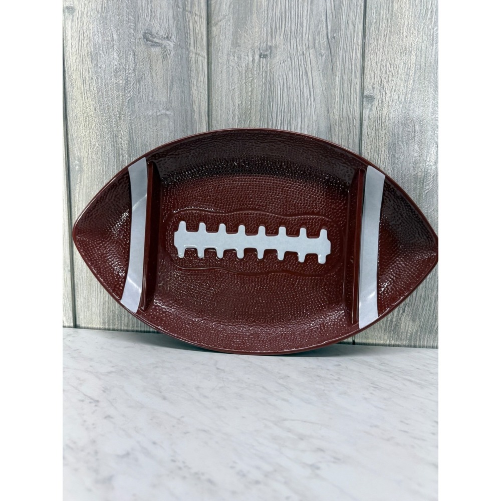 Crofton Football Serving Tray 3 Section Platter Brown Game Day Tailgate 15 Inch